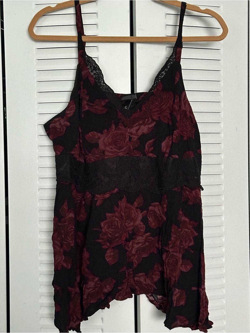 torrid Black Slip Camisole with Burgundy Rose Print